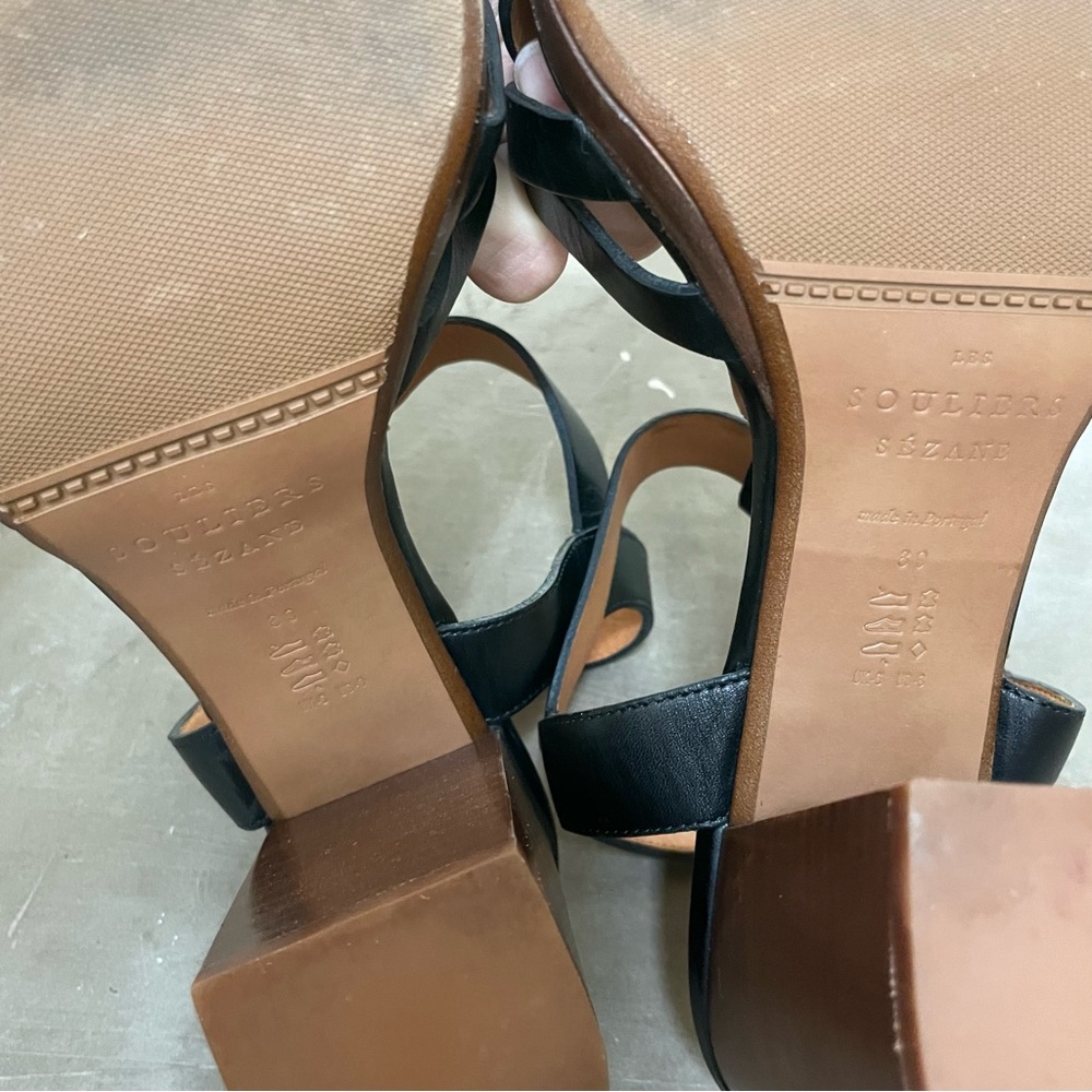 Sezane Florence Sandals Smooth Black Heritage - Size 8 - Picture 7 of 10